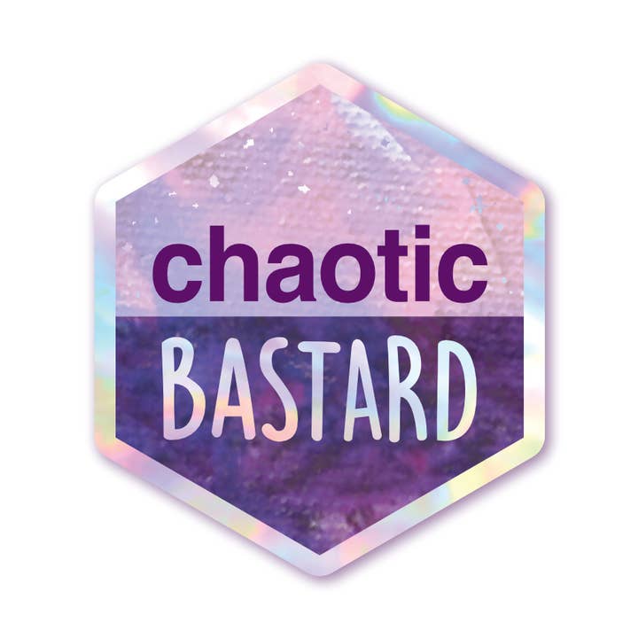 Chaotic Bastard - Holographic Hexagon Sticker for wholesale by Schlady