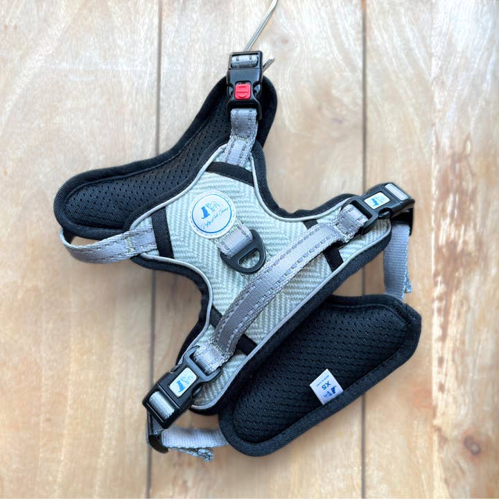 Sage Green Tweed Padded Dog Harness for wholesale by Digby and Champ