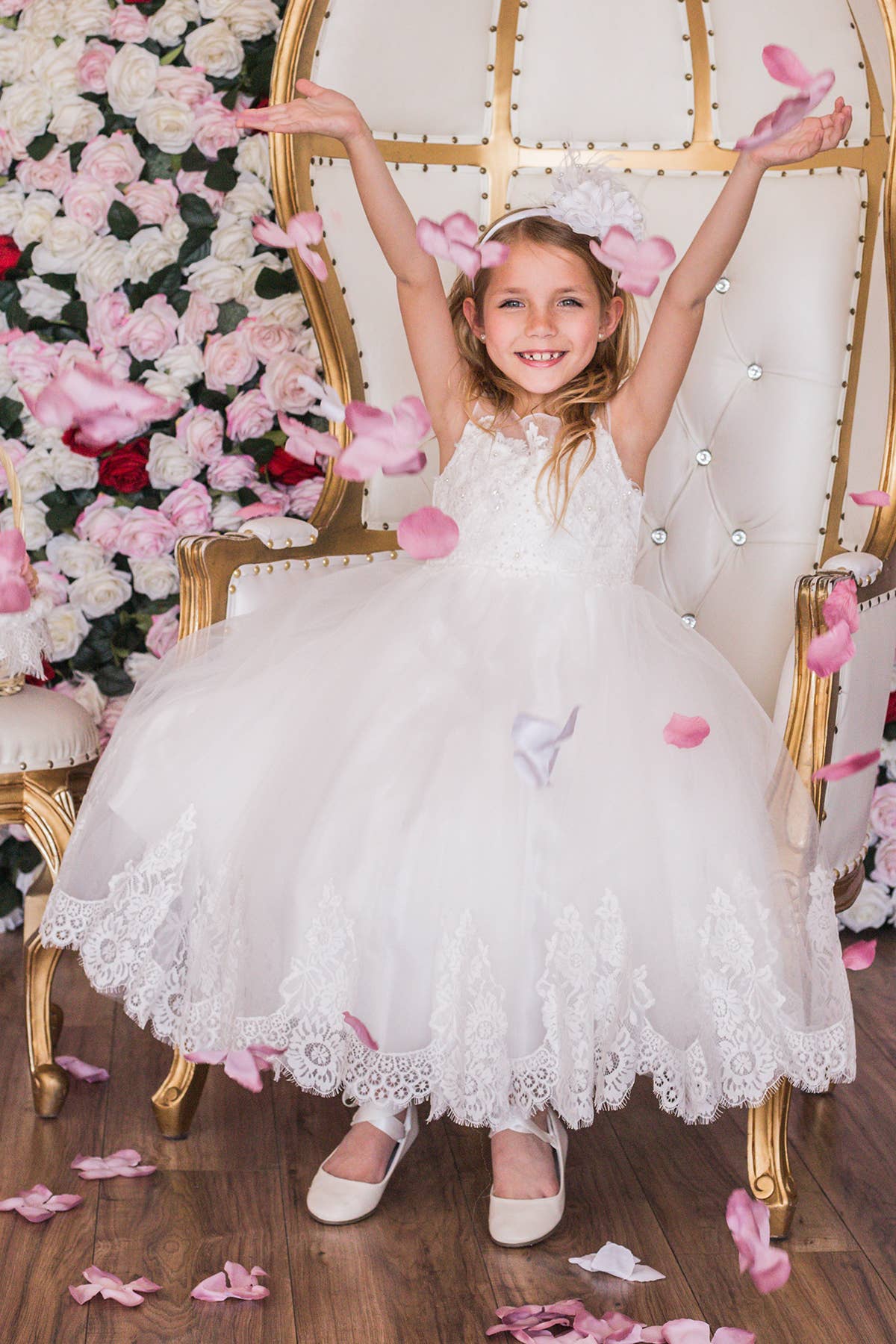 Kid's Dream - Wholesale Dress - Kids - Lace Appliqué Illusion Bateau Girls Dress1