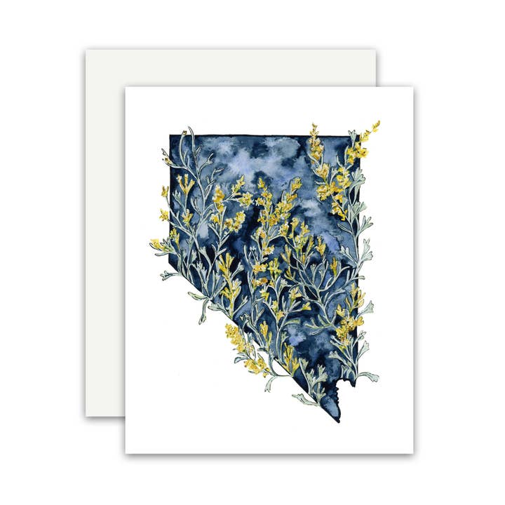 Nevada State Flower Notecard for wholesale by Jennie Kilcup Watercolors