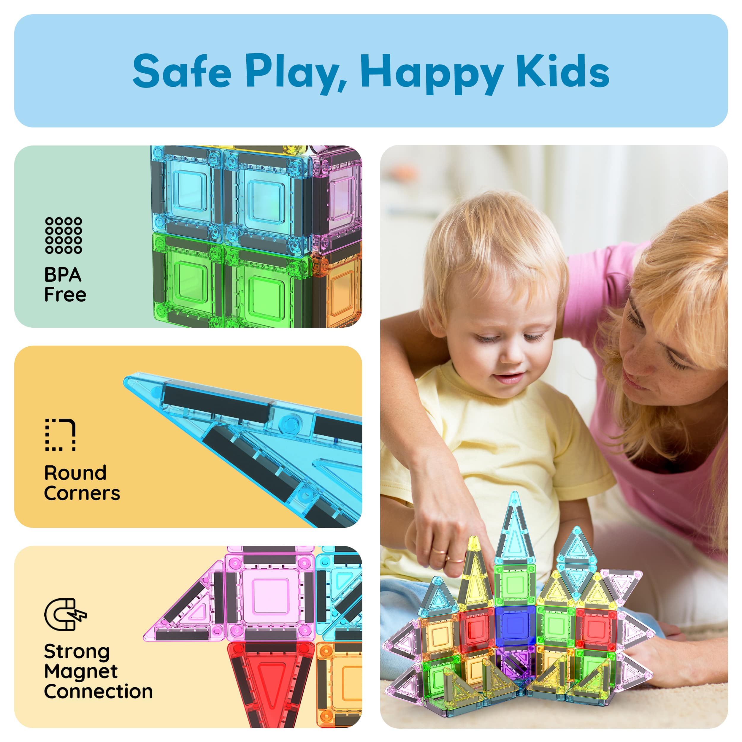 PicassoTiles - Wholesale Building Set - Kids - 40pc Nano Magnetic Building Tiles Construction Travel Set6