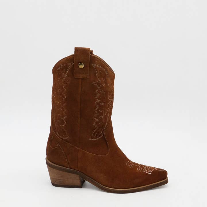Unstoppable western cowboy boots tan suede womens shoes for wholesale on Faire