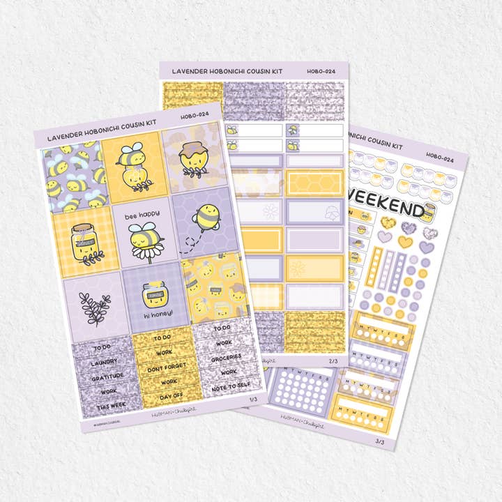 Honey Lavender Theme Hobonichi Cousin Weekly Kit (Set of 3) for wholesale by hubmanchubgirl.