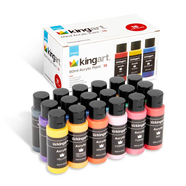 Peinture acrylique - 18 couleurs 60 ml pour la vente par KINGART