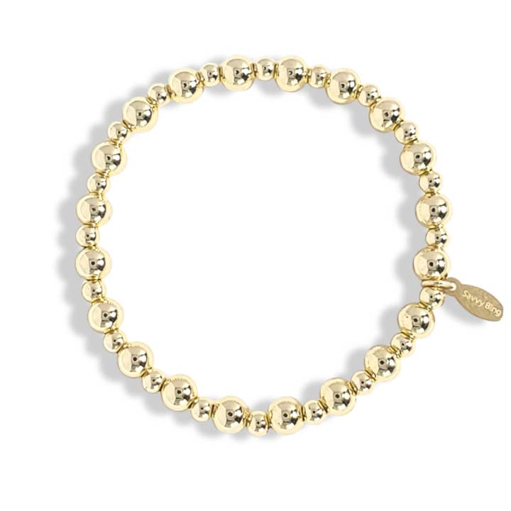4mm Gold 6mm Gold Beaded Bracelets for wholesale by Savvy Bling