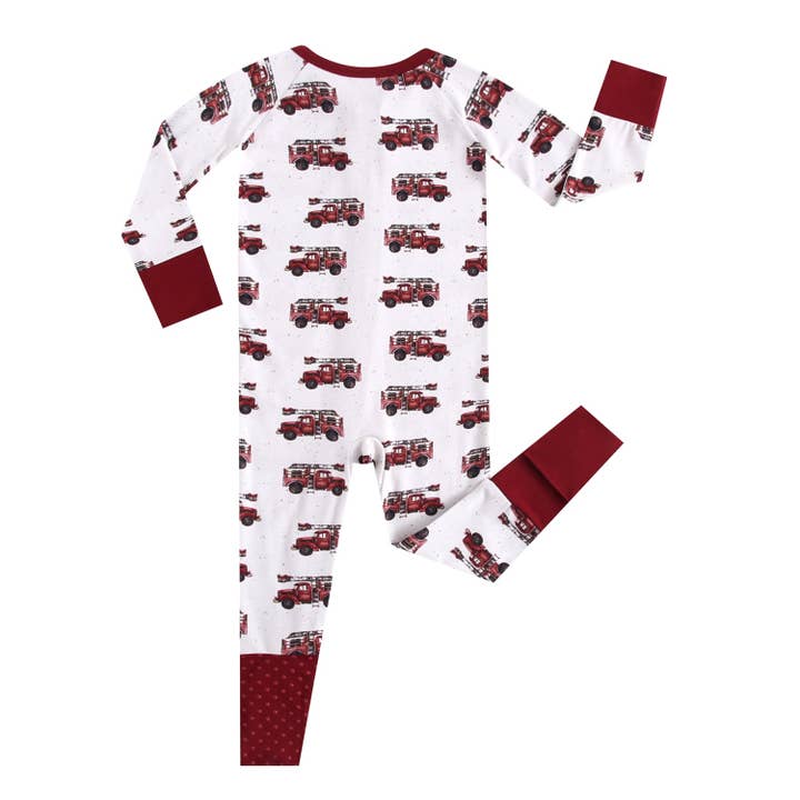 Castles and Coasters - Venta al por mayor Pijama - Bebé - Pijama con cremallera de camión de bomberos vintage1