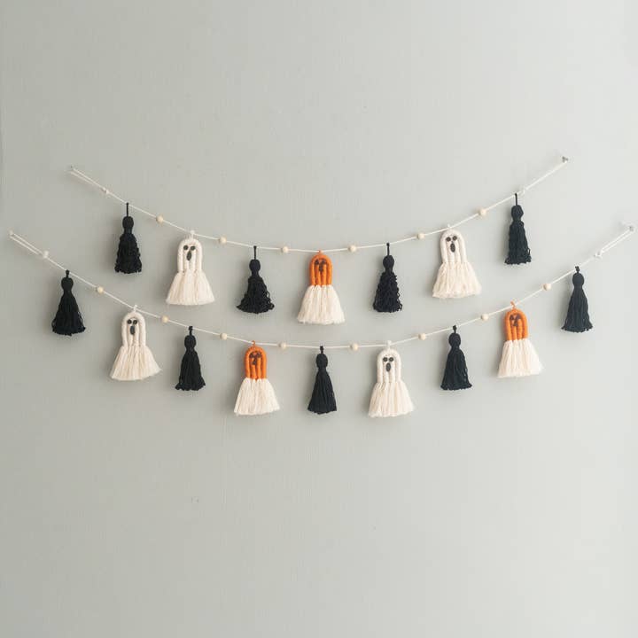 BeanDaikon - Vendita all'ingrosso Bandierine/Ghirlande - Ghirlanda Fantasma Decorazione da Parete in Macramè per Accento Festivo in Casa U133