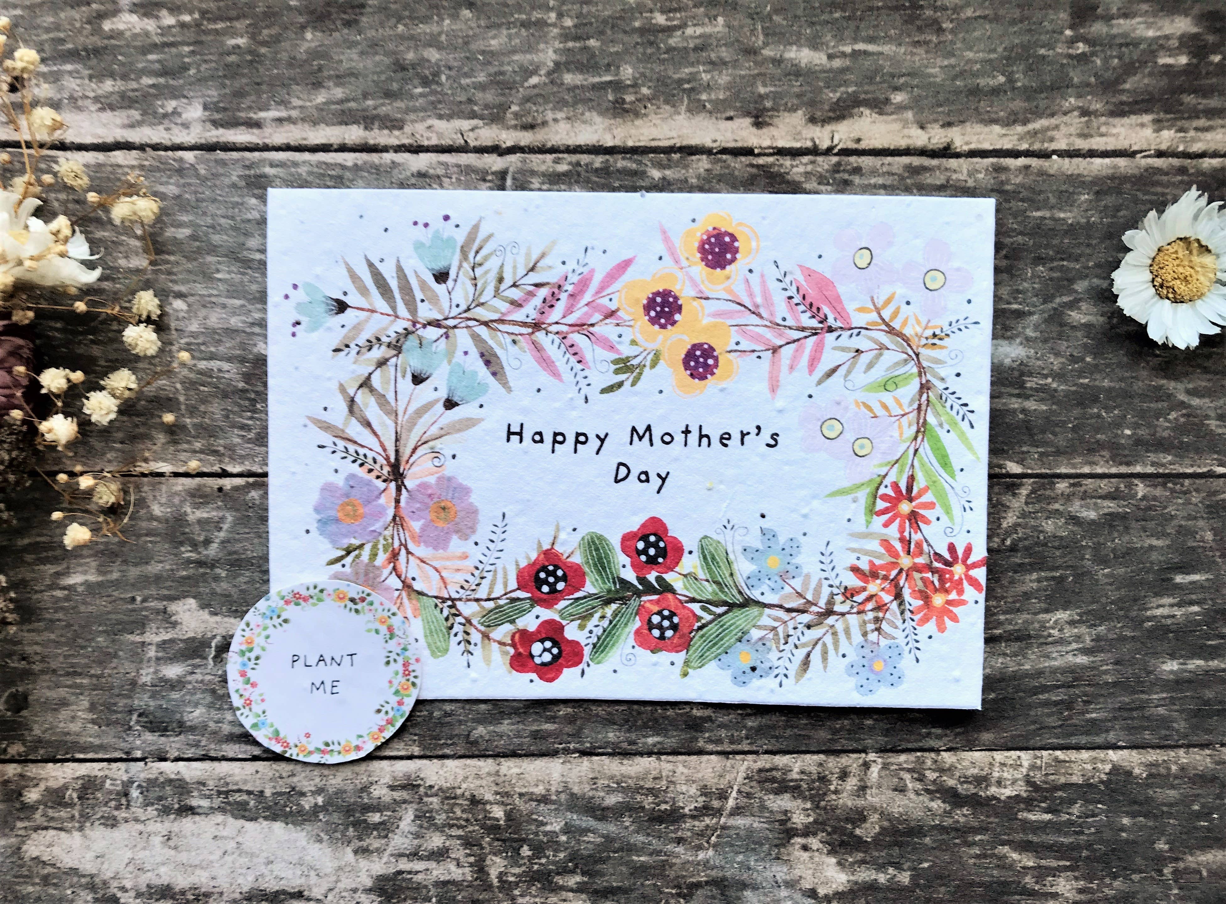 Erika's Whimsical Art – wholesale Mother’s Day card – Plantable Seed Paper Mother's Day Card, Blank Inside2