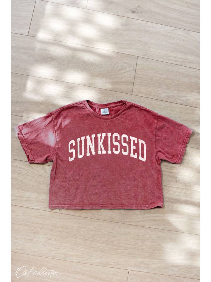 OAT COLLECTIVE - Wholesale Screen Printed T-Shirt - Women's - SUNKISSED Cropped Mineral Graphic Top