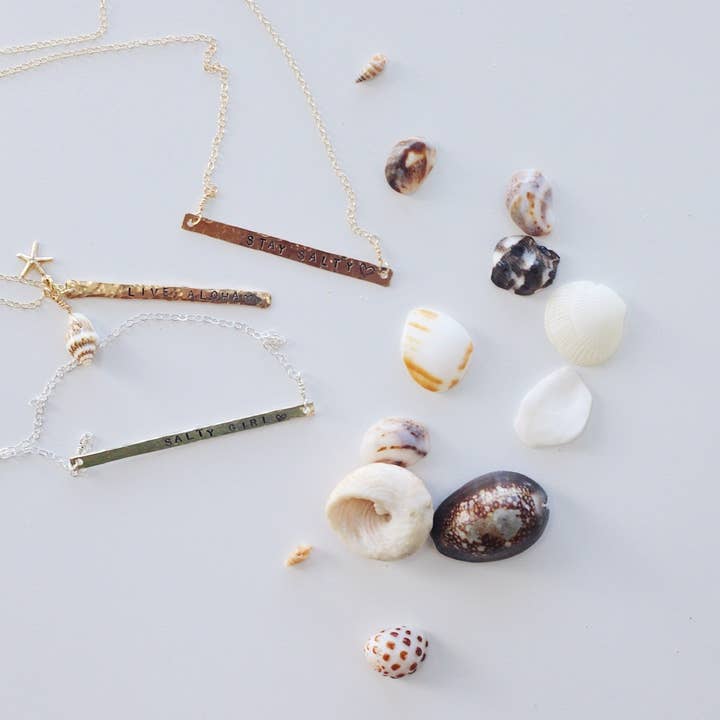 Salty But Sweet - Wholesale Pendant/Charm Necklace - Live Aloha Vertical Bar Necklace