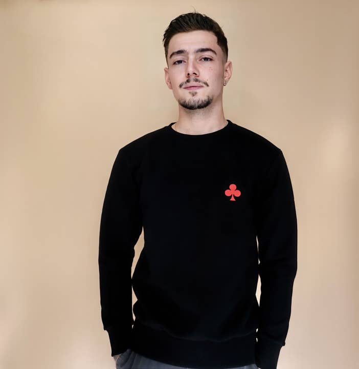 Black Sweatshirt – Embroidered Red Clover for wholesale by monsieurbarr