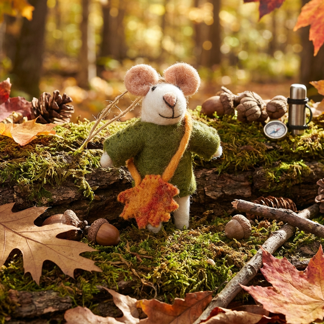 Felt So Good - Wholesale Ornament - Handmade Felt George the Mouse Hanging Autumnal Decoration3