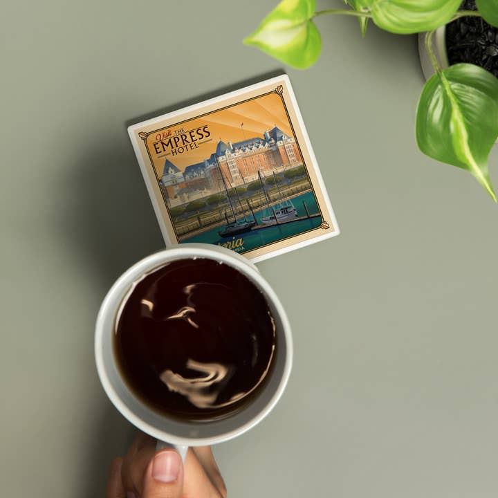 Lantern Press - Wholesale Coasters - Ceramic Coaster Victoria, British Columbia, Empress Hotel…1