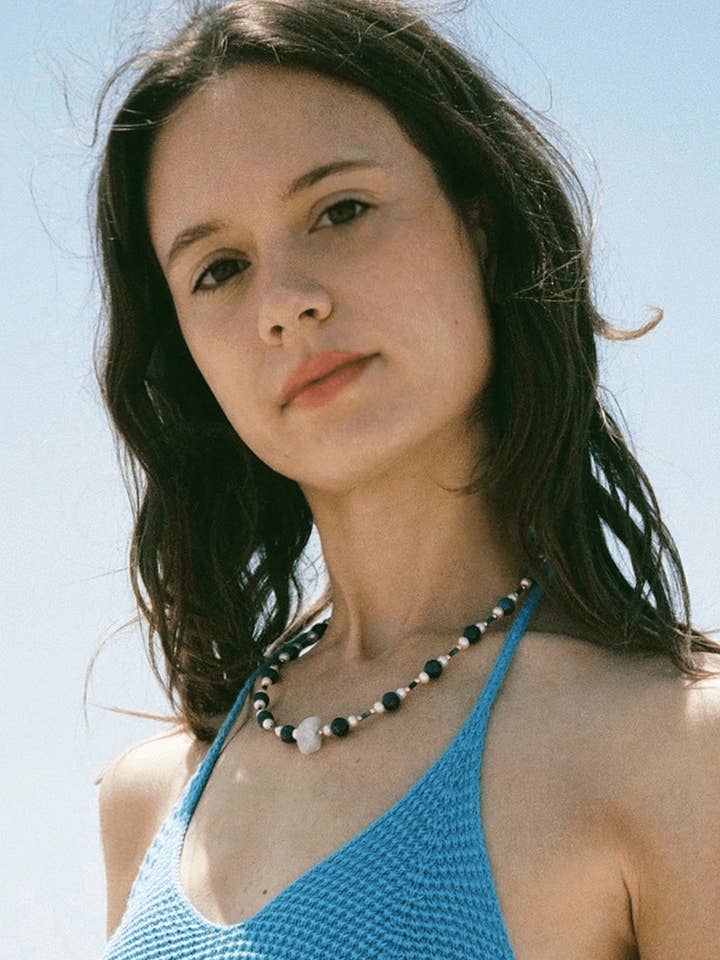 Talisman Aquamarine, lapis lazuli, 18k gold plated Necklace for wholesale by Modern Society