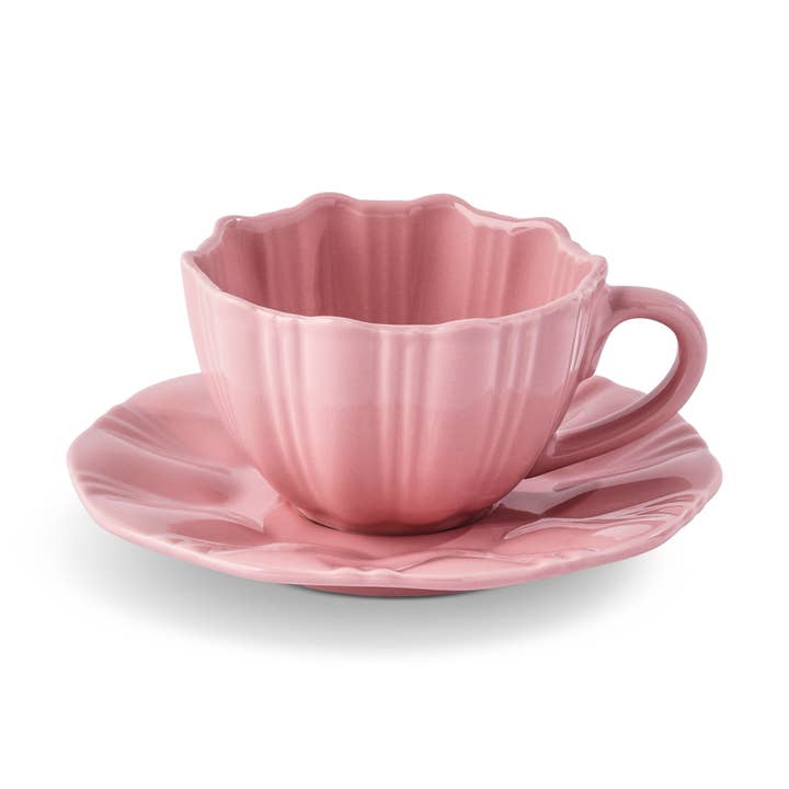 8.5oz Flower Teacup/Saucer - RWP for wholesale by Core Home