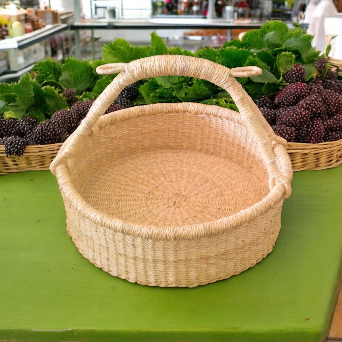 The African Home Goods - Wholesale Mand - Haverst Gevlochten Mand, Draagbare Tuin Oogstmand, voor Picknick, Paaseieren, Opslag, Verzamelen van Producten en Eieren5