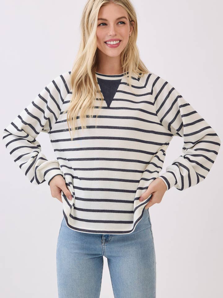 TL2072 Striped Ribbed Insert Pullover for wholesale by BOMBOM