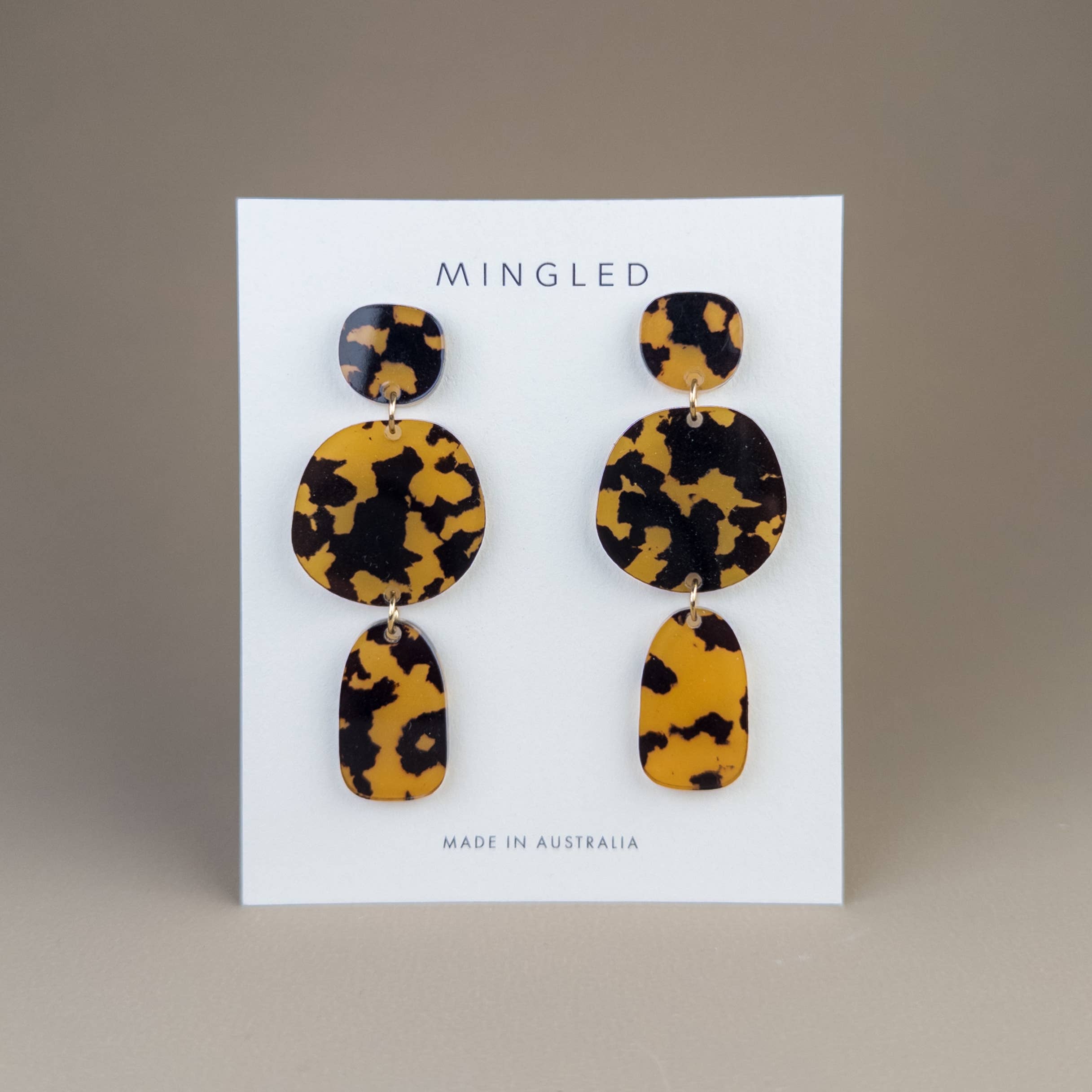Mingled - Wholesale Dangle earrings - Petra | Statement Earrings - Tortoise Shell