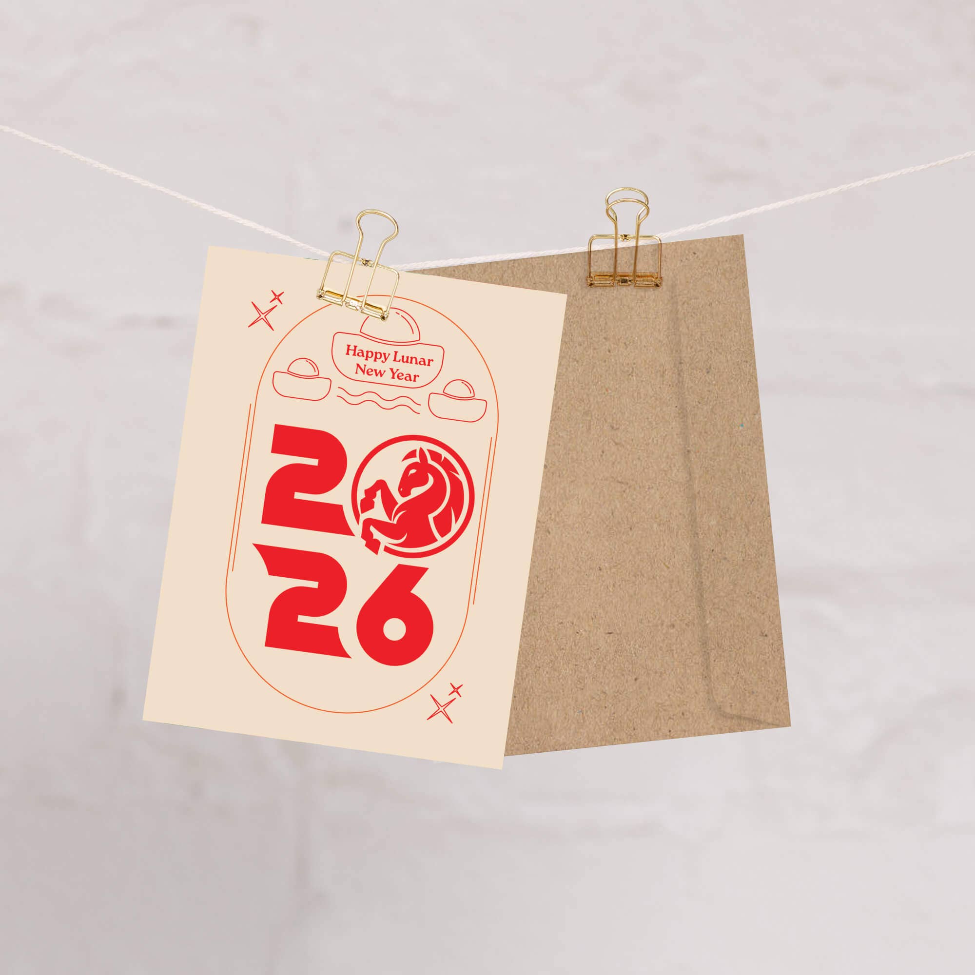 Cute Asian Cards - Wholesale New Year's Card - Horse with Ingot Gold Chinese New Year Cards | Lunar Asian Greetings1