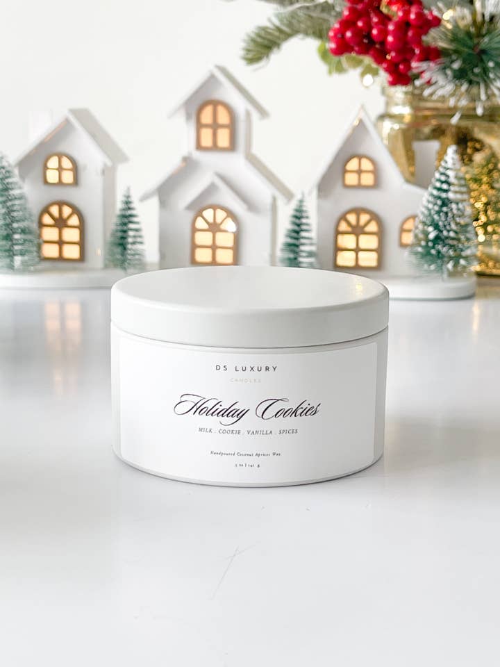Vakantiekoekjes — 5 oz Witte Blik voor wholesale door DS Luxury Candles