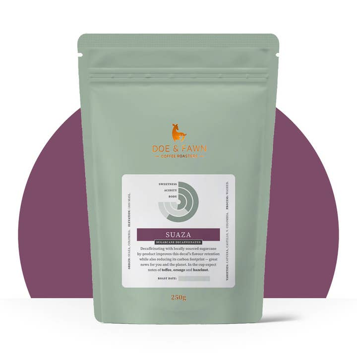 Suaza Sugarcane Decaf for wholesale by Doe & Fawn Coffee Roasters