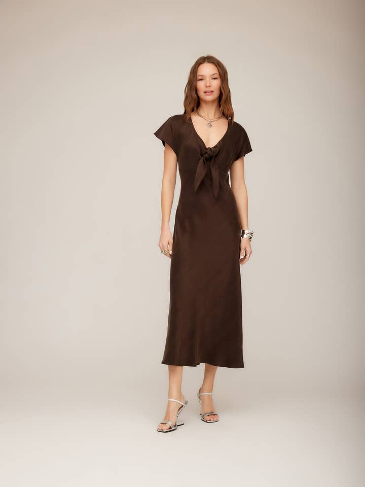 Emmeline Tie-Front Bias Dress for wholesale by Fifteen Twenty