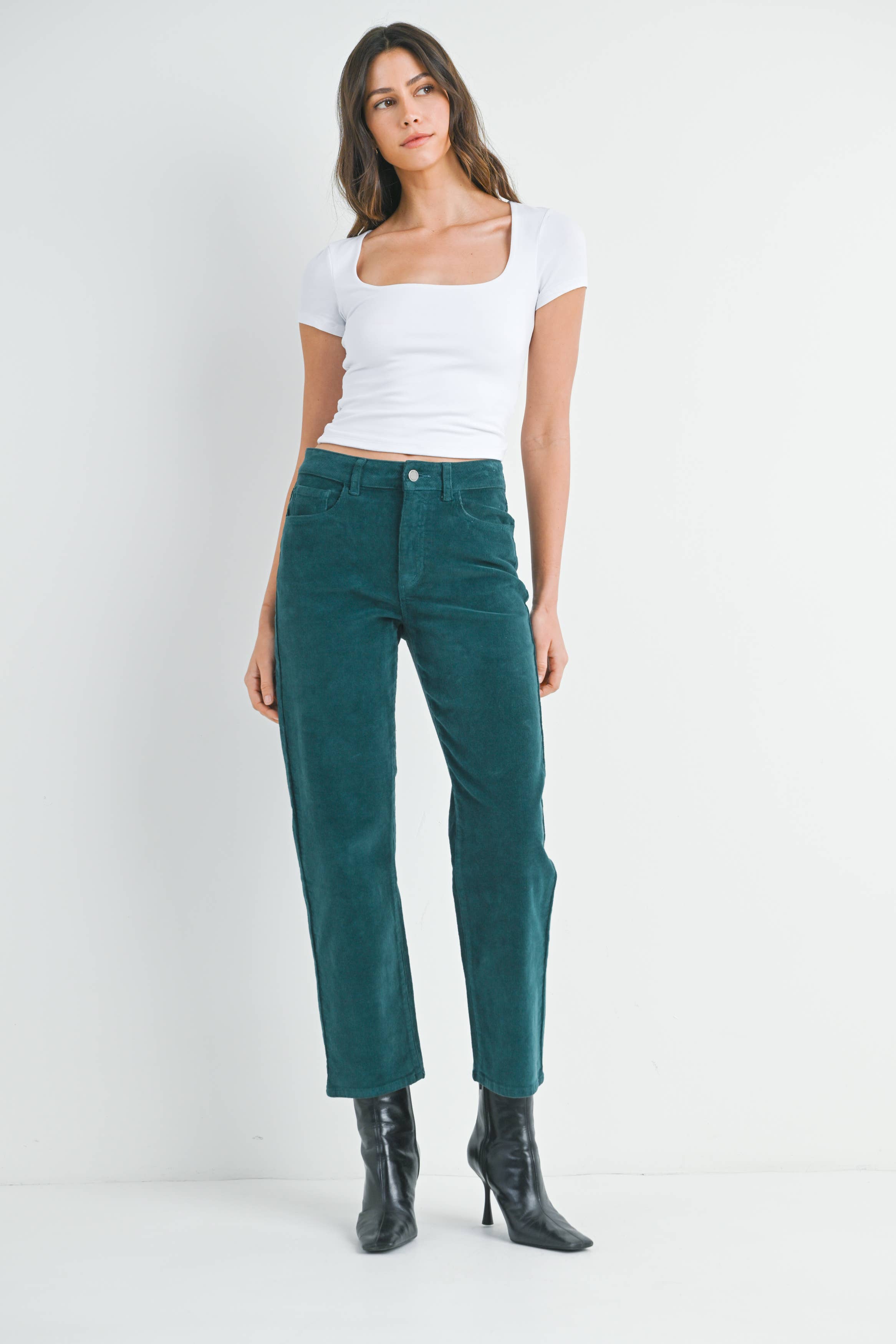 JBD - Wholesale Pants - Women's - DP502J-C - EMERALD - Straight Leg Corduroy1