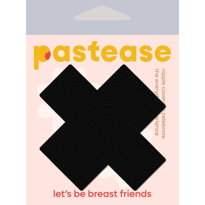 Pastease® - Wholesale Tepelcovers - Dames - Plus X: Matzwarte kruisnippel Pasteitjes van Pastease®1