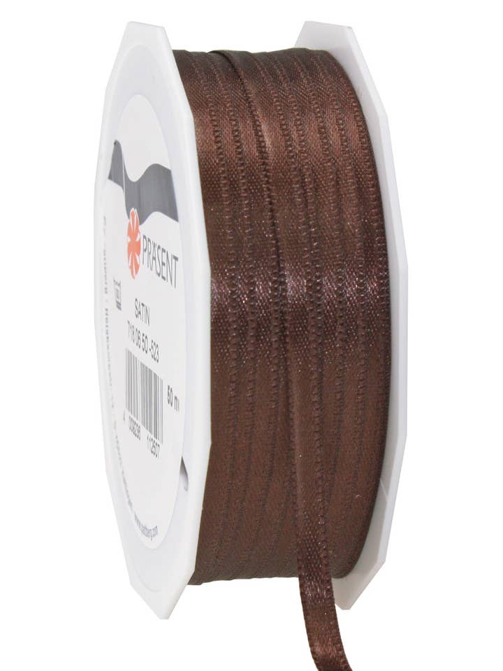 double satin 50 m spool 6 mm espresso for wholesale by C.E. PATTBERG GmbH & Co. KG