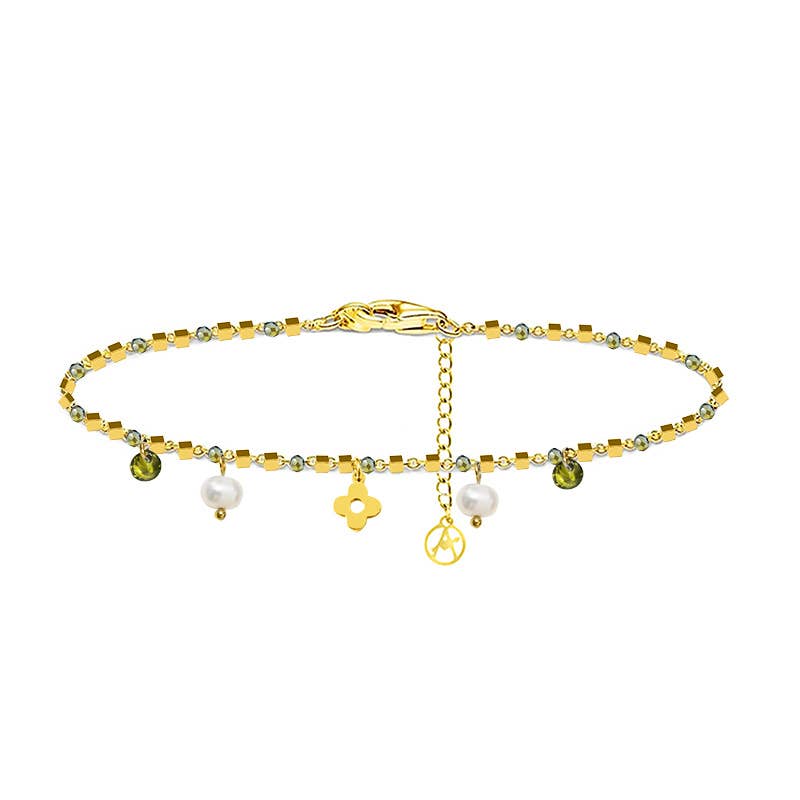 AMORINO SRL - Wholesale Charm/Dangle Bracelet - BRACELET WITH FOUR-LEAF CLOVER & PEARL AND ZIRCON CHARM6