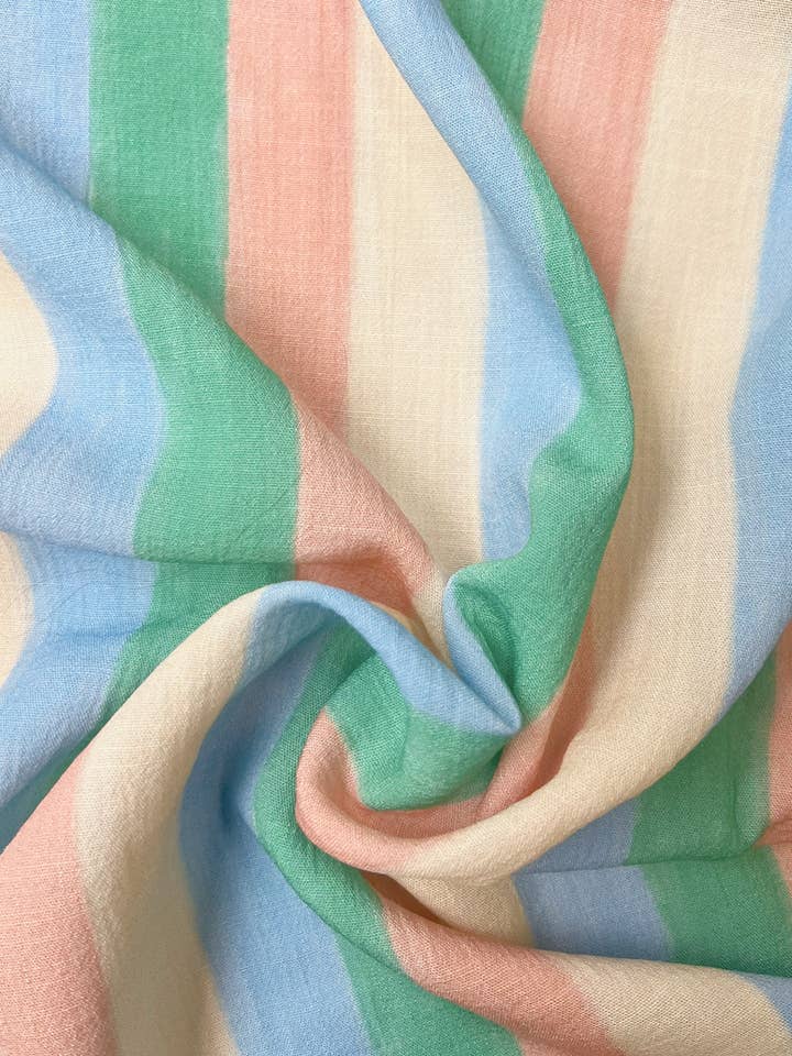 Crêpe viscose - Rayure Sorbet pour la vente par COUSETTE