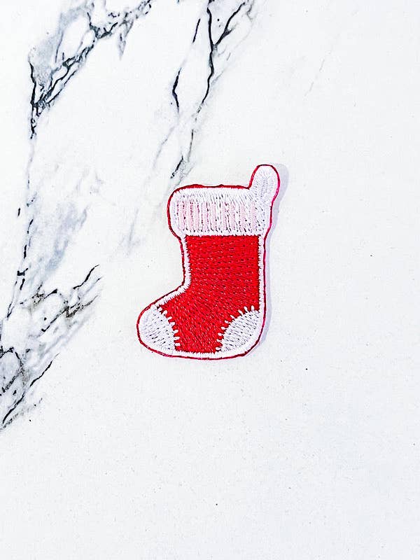 Röd strumpa broderad lapp för wholesale av Nash Grey