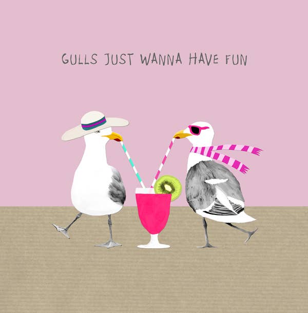 Sally Scaffardi Design – wholesale Everyday greeting card – UW010 ... Gull just wanna have fun Greeting Card1