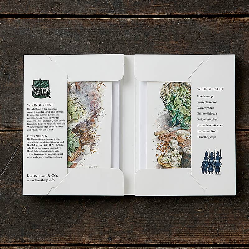 Koustrupco - Wholesale Stationery/Notecard Set - Cardfolder Wikingerkost - 8 cards w/envelopes (german)1