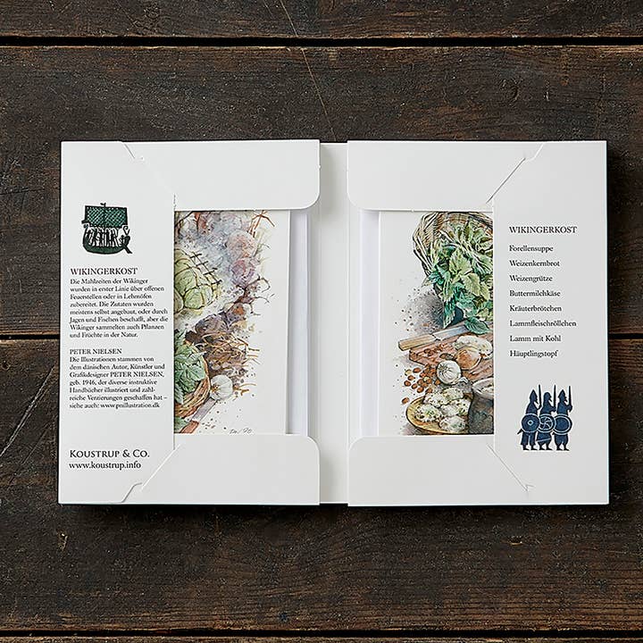 Koustrupco - Wholesale Stationery/Notecard Set - Cardfolder Wikingerkost - 8 cards w/envelopes (german)1