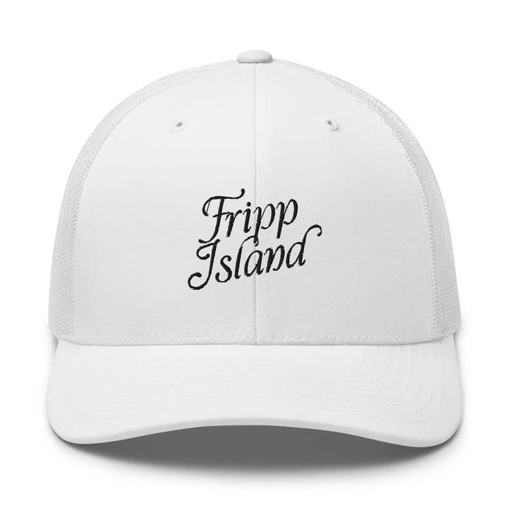 Fripp Island South Carolina Embroidered Trucker Hat | Black Thread for wholesale by CRE PYT