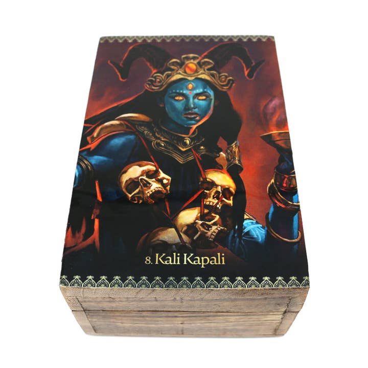 Scatola portaoggetti in legno (15 x 4 pollici) - Kali Kapali (marrone) per la vendita all'ingrosso da parte di Designs by Deekay Inc.