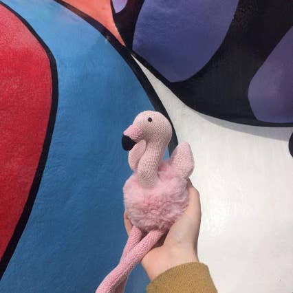 Best Years Ltd – wholesale Handheld rattle – Baby – Knitted, Plush and Tweed Pink Flamingo Baby Rattle2