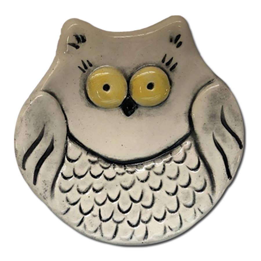 August Ceramics - Wholesale Jewelry Dish - Ceramic Owl Dish: Mini 3" assorted colors1