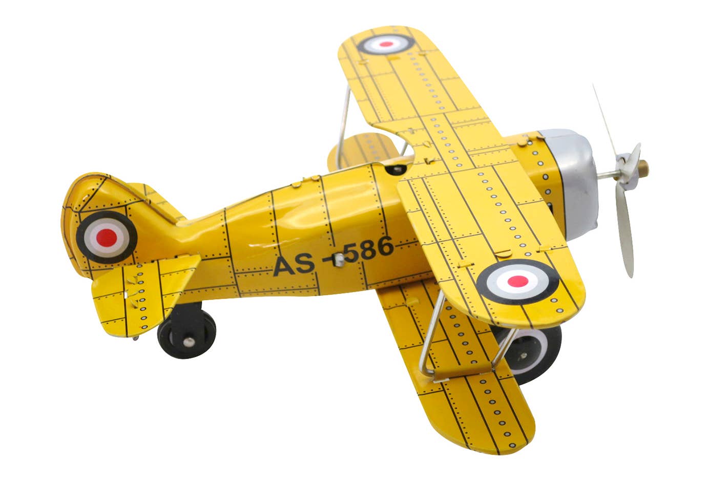 BASS&BASS - Vente Jouet classique – enfant - Aéroplane Jaune 20 Cm à Clé - Article Mécanique1
