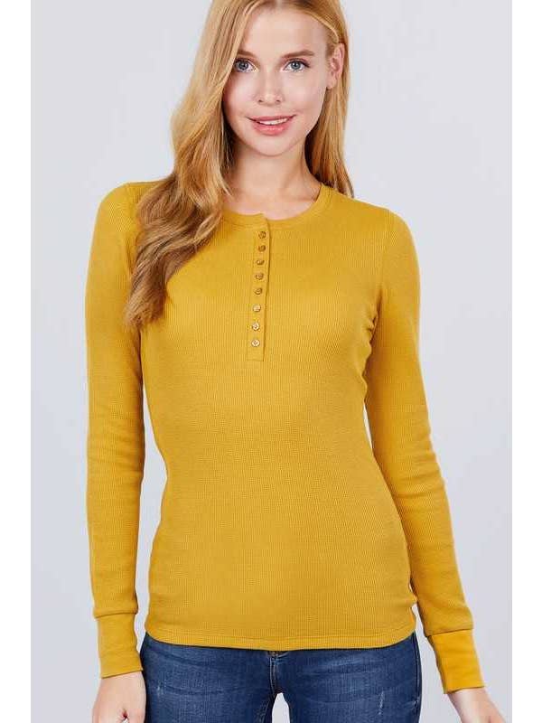 Vanilla Monkey - Wholesale Knit Top - Women's - Long Sleeve Henley Thermal Knit Top29