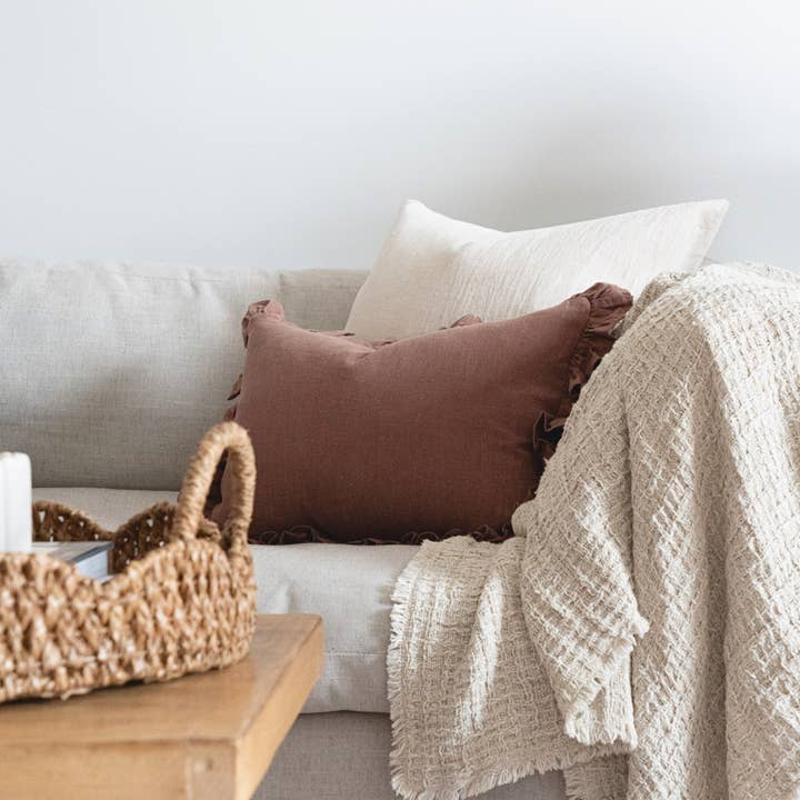 Rug & Weave - Wholesale Throw Pillow Cover - COCOA Ruffle Pillow3