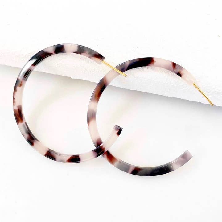 Acetate hoop earrings. AYLA narrow hoop in Mottled for wholesale by NIYIEMstudio