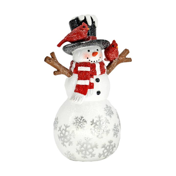 Large Resin Snowflake Snowman with Cardinal for wholesale by WT Collection