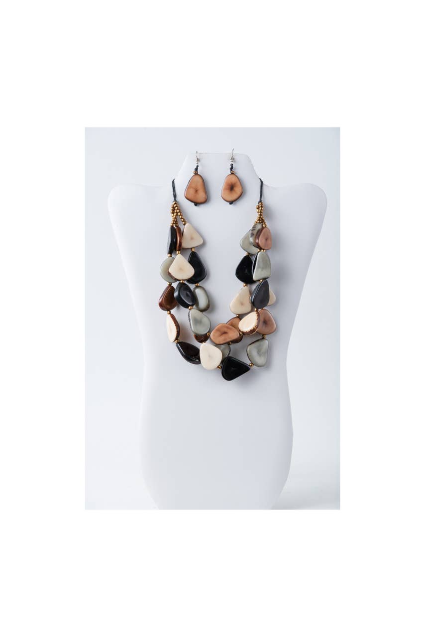 TaguArtsy – wholesale Smycken – Zaley Three Stranded Organic Tagua halsband och örhängen35