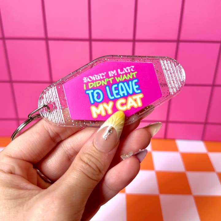 Funny Cat Mom Cats Motel Keychain Acrylic Keychain for wholesale by Stickers+ X Ashley Bexar