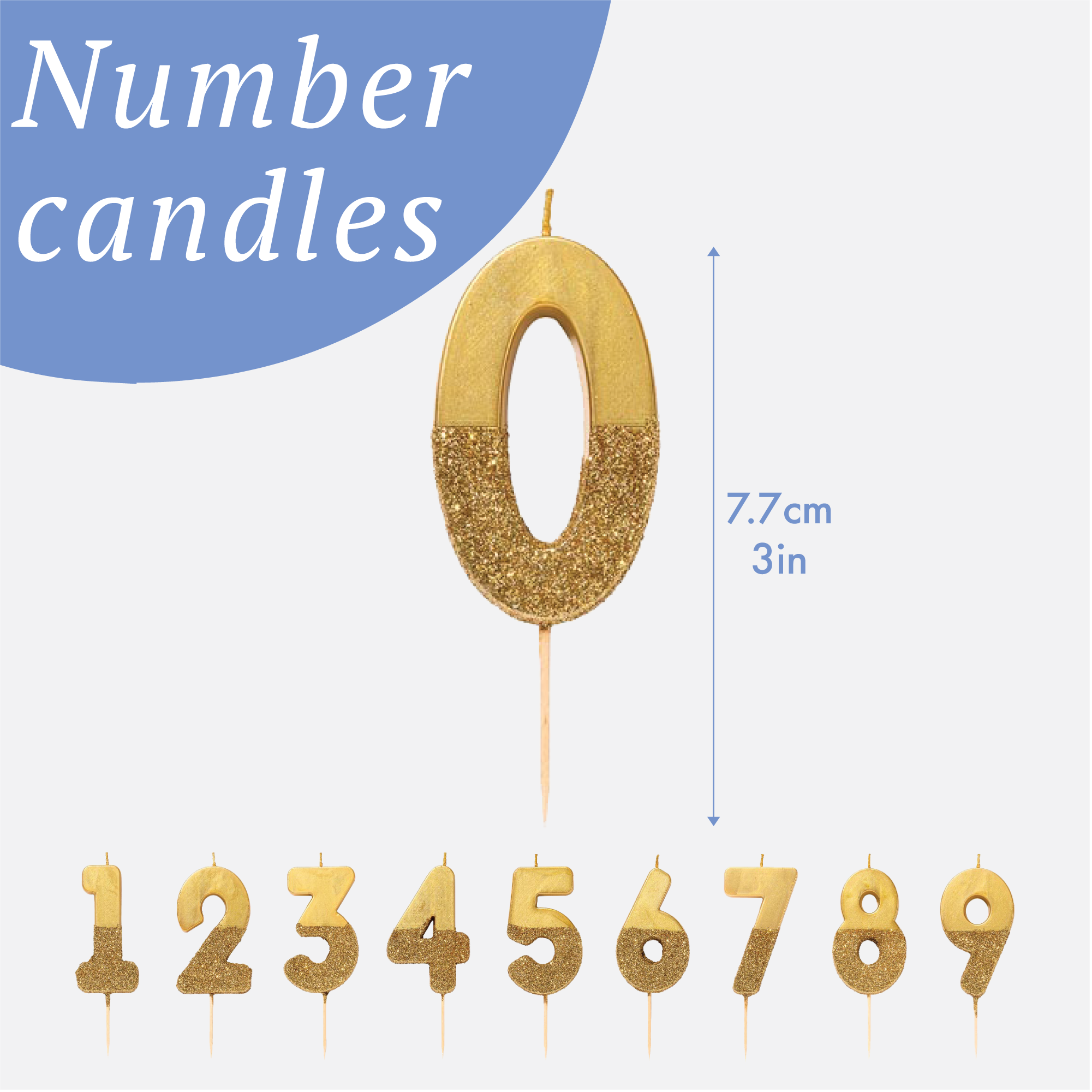 Talking Tables USA - Wholesale Cake Candle - We Heart Birthdays Gold Glitter Number Candle Starter Kit5