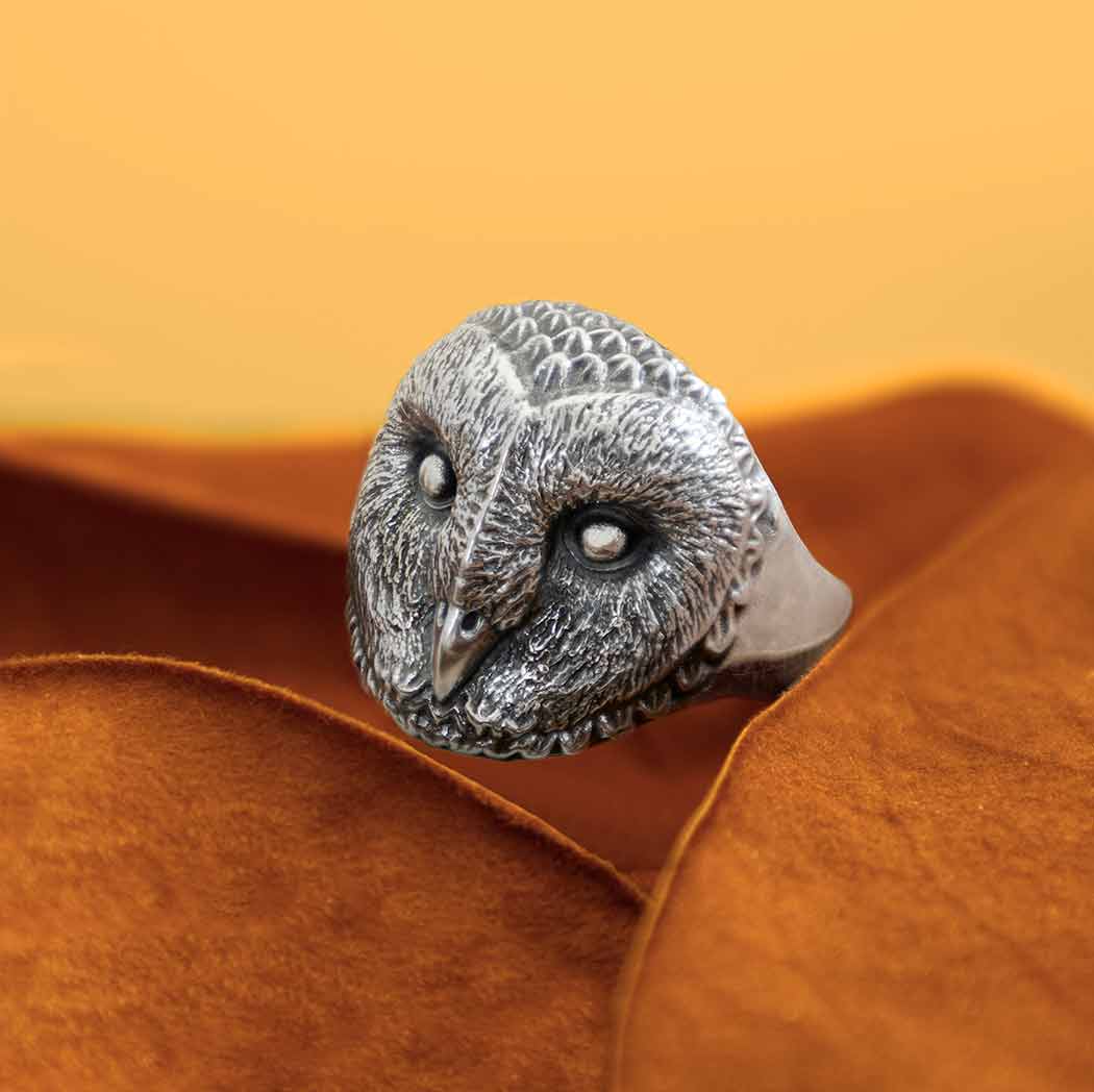 Nina Designs - Wholesale Cocktail/Statement Ring - Sterling Silver or Bronze Barn Owl Ring