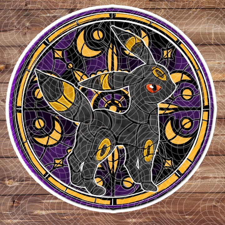 Autocollant en vinyle de 3" Umbreon en vitrail Poke Anime Jeu vidéo pour la vente par The Geek Boutique