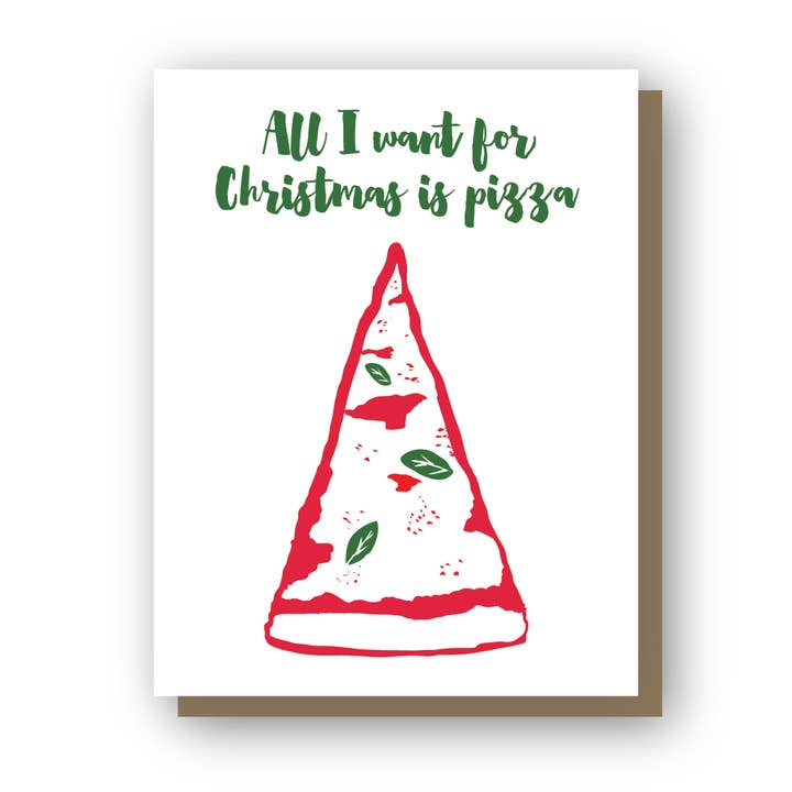 Tout ce que je veux pour Noël, c'est une pizza, une carte typographique pour la vente par Wishbone Letterpress